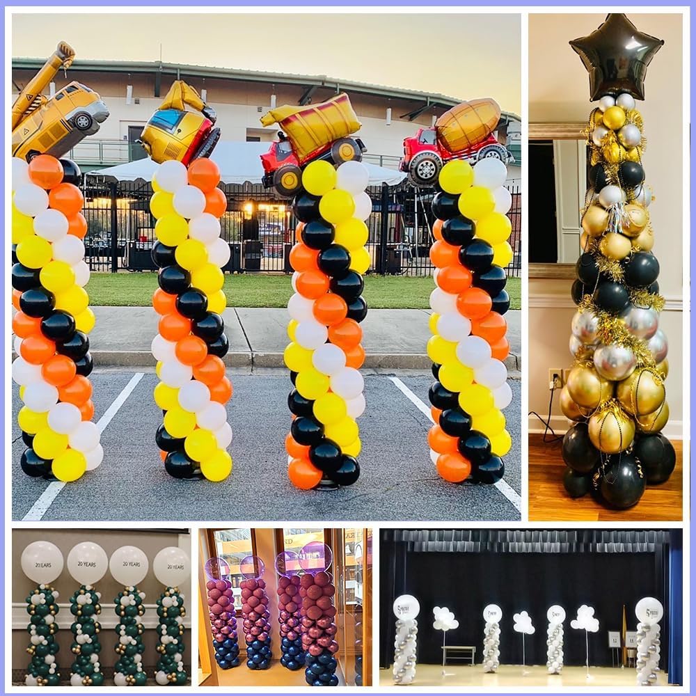 Balloon Columns Stand Set of 4, 7 Feet Telescoping Ballon Arches Stands with Bases for Floor, Height Adjustable Metal Ballon Tower Pillar Kits for Graduation, Birthday, Christmas