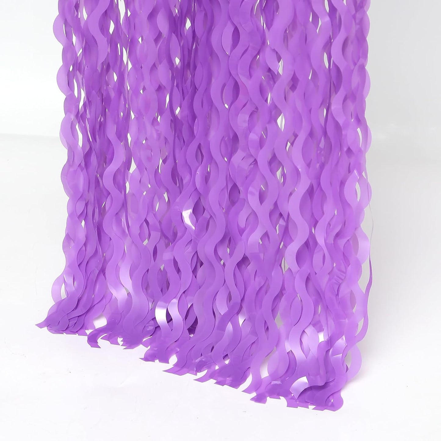 4 Pack Wavy Purple Metallic Tinsel Foil Fringe Curtains - 3.3x6.6 Feet Party Streamer Halloween Decor Foil Curtain Backdrop Holiday Celebration Party Decorations