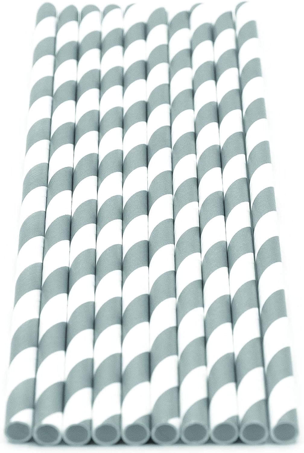 Pack of 900 Gray Swirls Biodegradable 4-Ply Paper Drinking Straws (Compostable, Non-toxic, BPA-free)