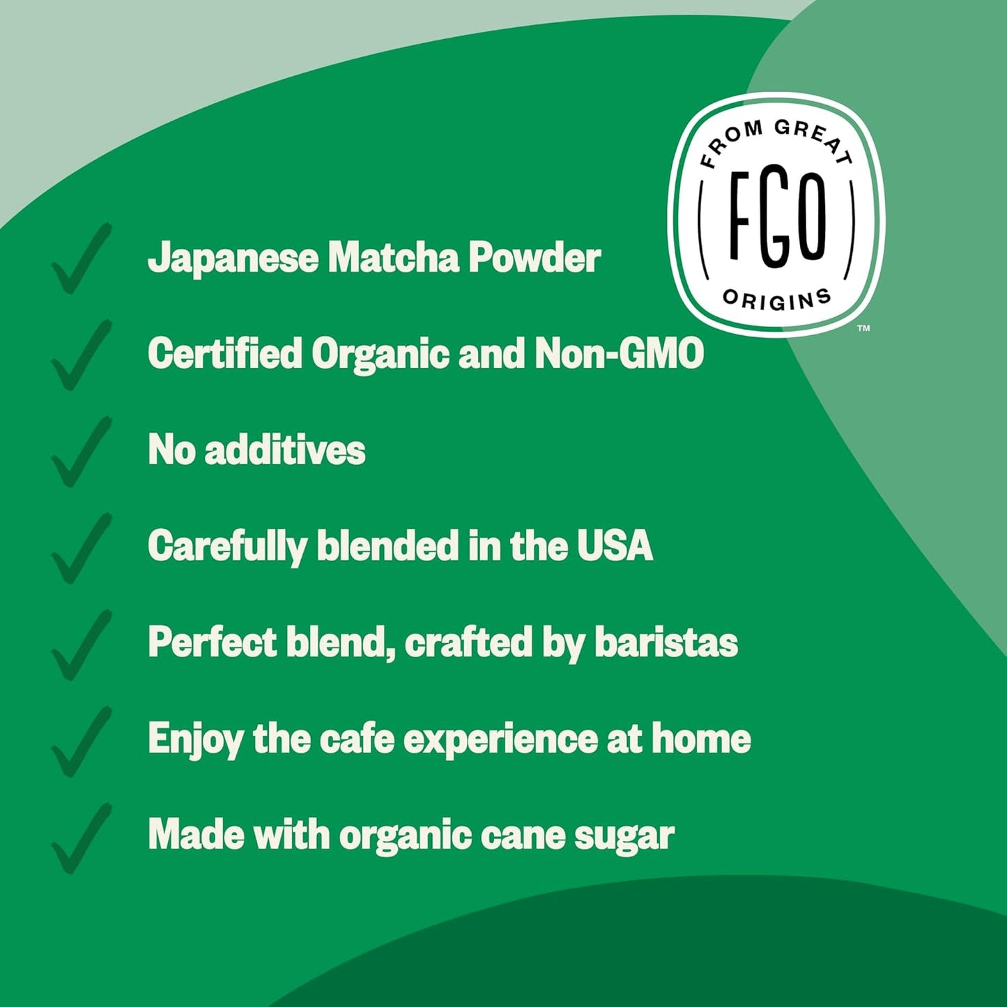 FGO Organic Matcha Latte Powder, 16 Ounce Bulk Resealable Bag, Japanese Matcha with Organic Cane Sugar, Lightly Sweetened, Packaging May Vary (Pack of 1)
