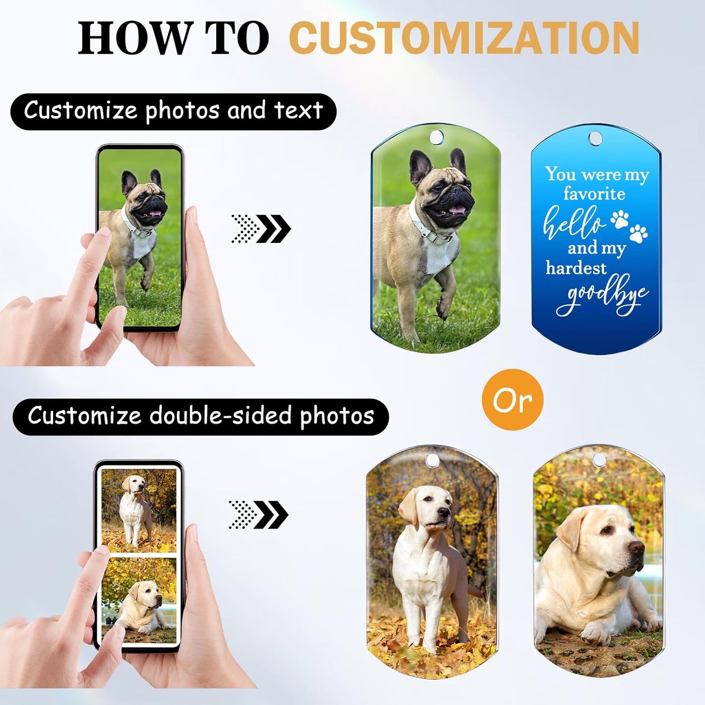 Funnylife Personalized Dog Memorial Photo Keychain Stainless Steel Custom Pet Memory Keychain Loss of Dog Sympathy Gifts