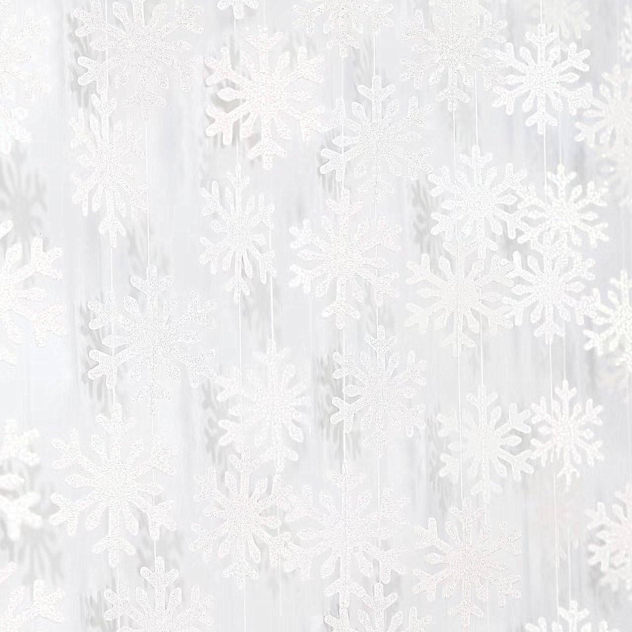 Snowflake-Snow White Christmas Party-Decoration Garland - 52ft Frozen Winter Wonderland Ornaments Hanging Paper Streamers,New Years Birthday Baby Shower Wedding Holiday Classroom Ceiling Decor Hugfond