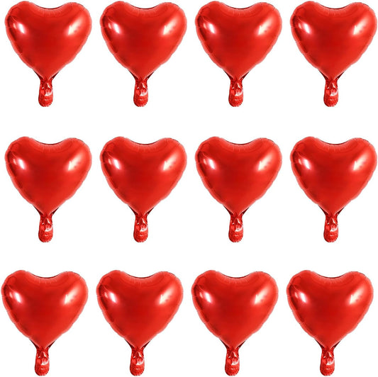 TONIFUL 30Pcs 10 Inch Red Heart Balloons Valentine’s Day Heart Shape Foil Mylar Balloons Decoration for Romantic Valentine's Day Wedding Bridal Shower Anniversary Engagement Party Supplies