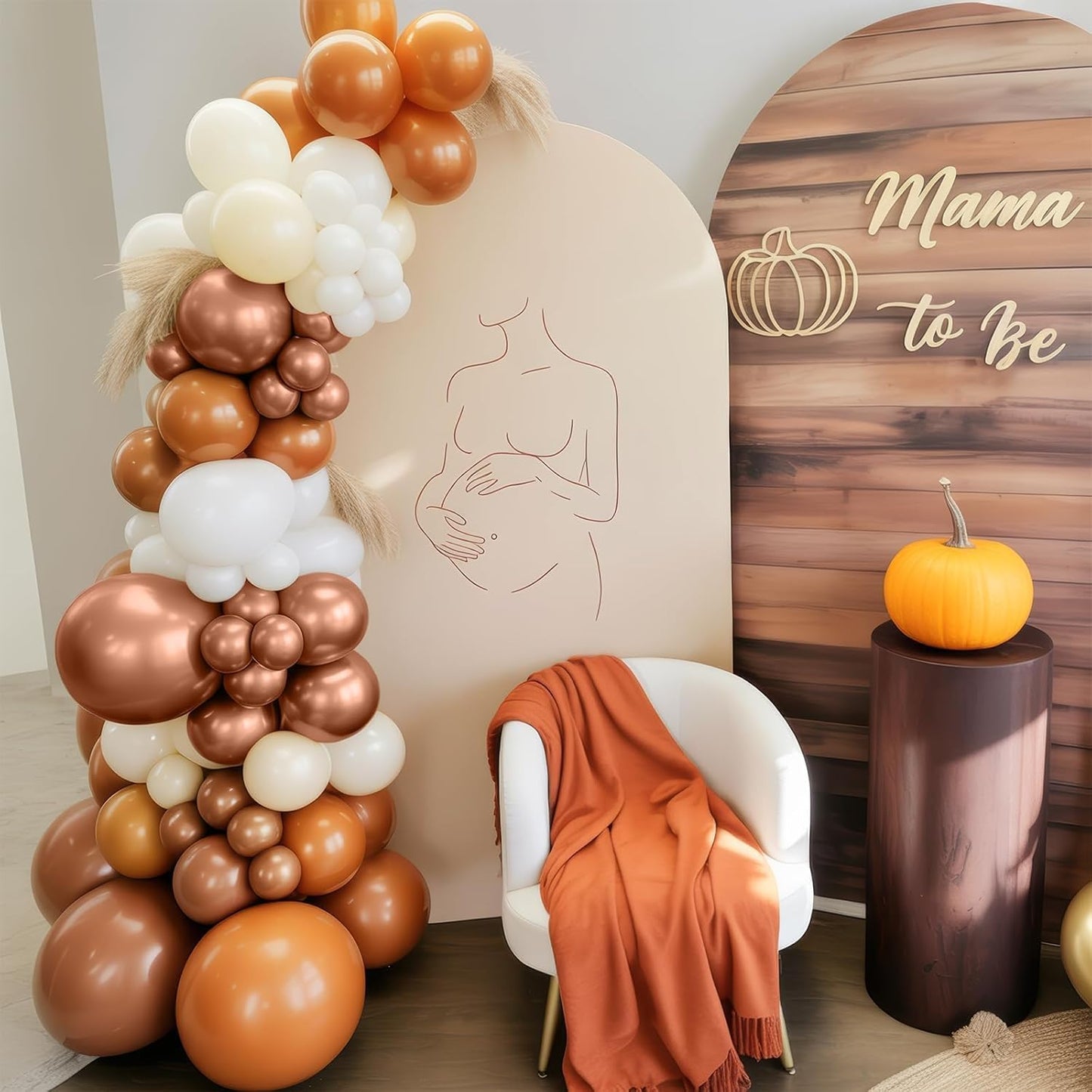 Fall Balloons 55pcs Burnt Orange Gold Balloons 12 Inch, Terracotta Dusty Orange Metallic Copper Sand White Beige Balloon for Thanksgiving Friendsgiving Fall Baby Shower Autumn Party Birthday Decor