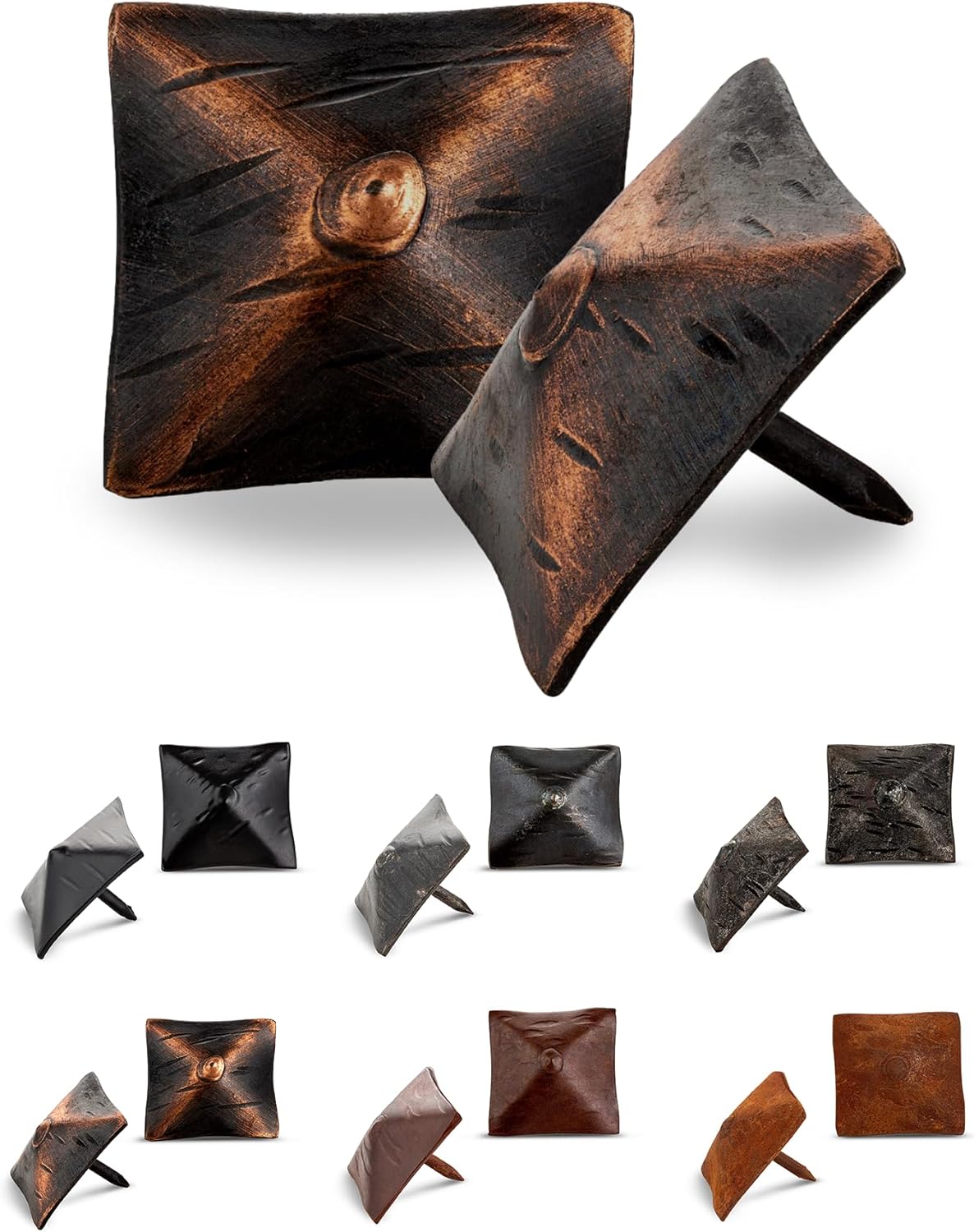 50 Pack 1.25" Square Head Iron Clavos Decorative Nails – Oil Rubbed Bronze – Handmade Rustic Square Fasteners for Farmhouse Shutters, Barn Doors, Shutters, Gates – Ornamental Wood Accent