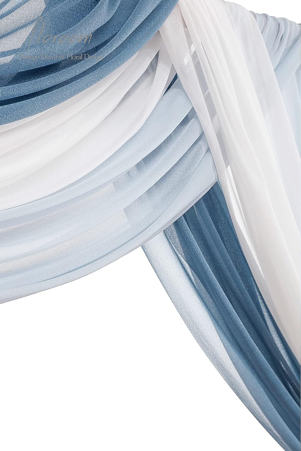 Floroom Wedding Arch Draping Fabric 3 Panels 20Ft Chiffon Fabric Drapes Arbor Drapery Wedding Ceremony Reception Swag Decorations (Dusty Blue +Powder Blue +White)