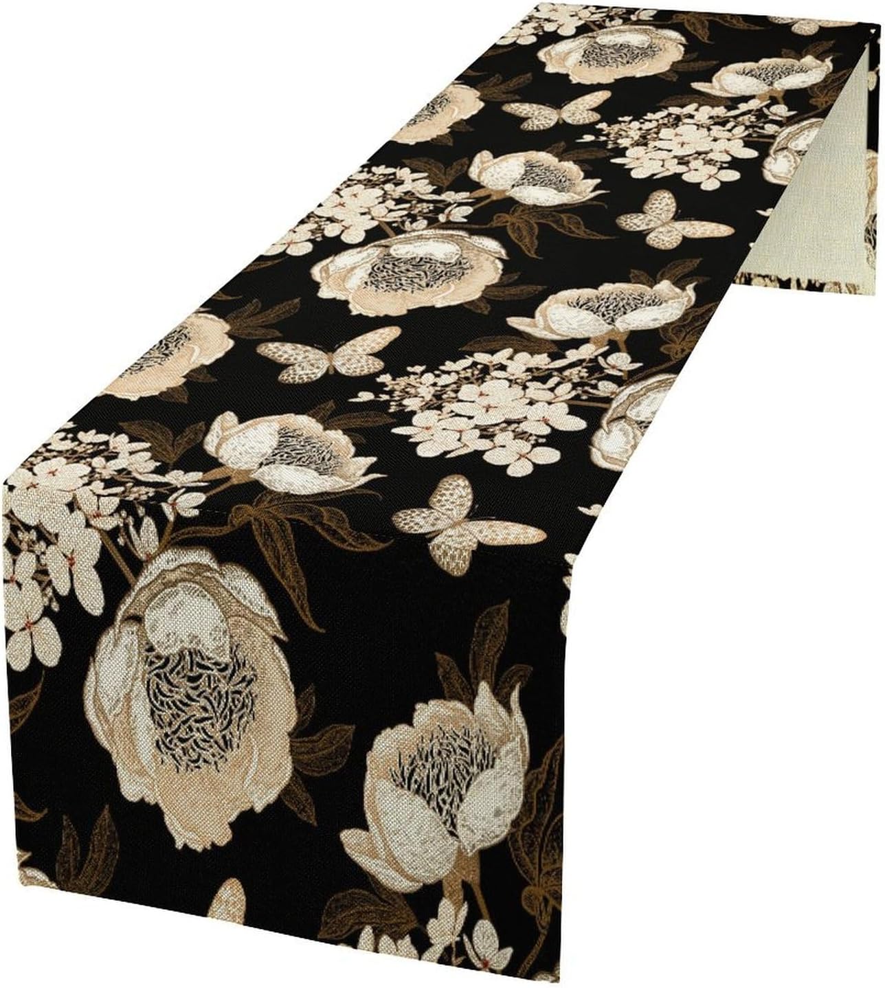 Watercolor Peony Table Runner, Modern Kitchen Dining Room Bohemian Floral Tabletop Decoration for Kitchen Cafe 13x120 Inch