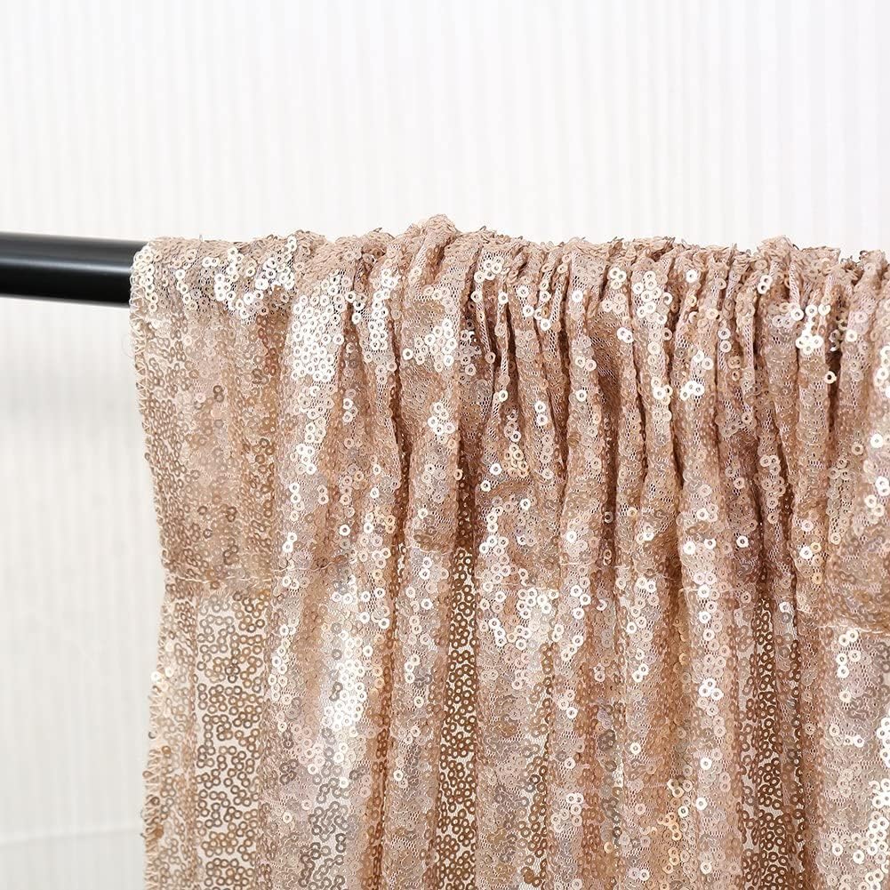 Poise3EHome 8FT x 10FT Sequin Photography Backdrop Curtain for Party Decoration, Champagne