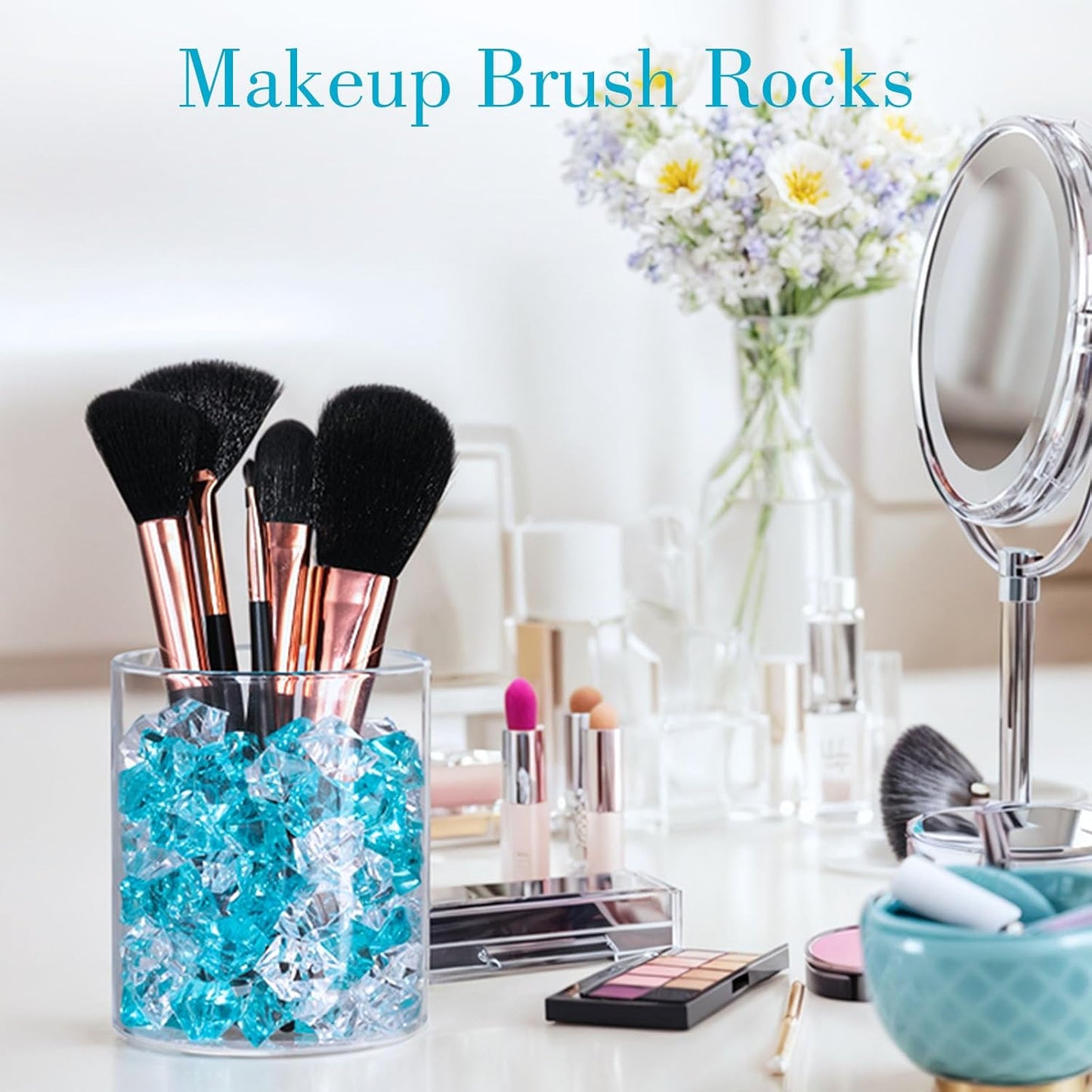 DomeStar 150PCS Fake Ice, Vase Filler Mixed Blue Fake Ice Rocks, Acrylic Crystals for Crafts Table Scatter Wedding Party Aquarium Tank Decorations