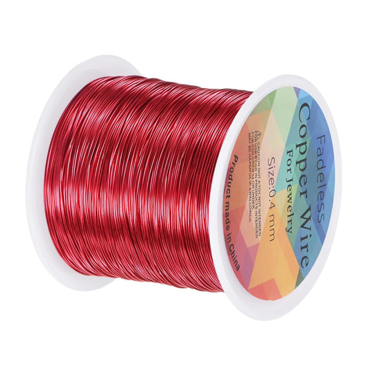 0.4mm Jewelry Wire, 26 Gauge 328FT Craft Wire Copper Beading Wire for Jewelry Making/Planting/Weaving/DIY Crafting, Soft Metal Wires [100M, Red]
