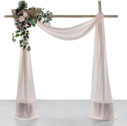 VDS Pack of 1 Panel (30 Inch X 50 Feet) Wedding Arch Draping Fabric Sheer Chiffon Fabric Drapery for Wedding Ceremony Reception Swag Backdrop Canopy Chuppah ARBO Altars Decoration (Nude)