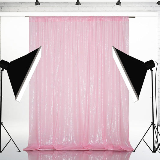 Eternal Beauty Pink Sequin Backdrop, 7x7 Ft Glitter Background Curtains for Shimmer Photography Party Wedding Birthday Back Drop Decor