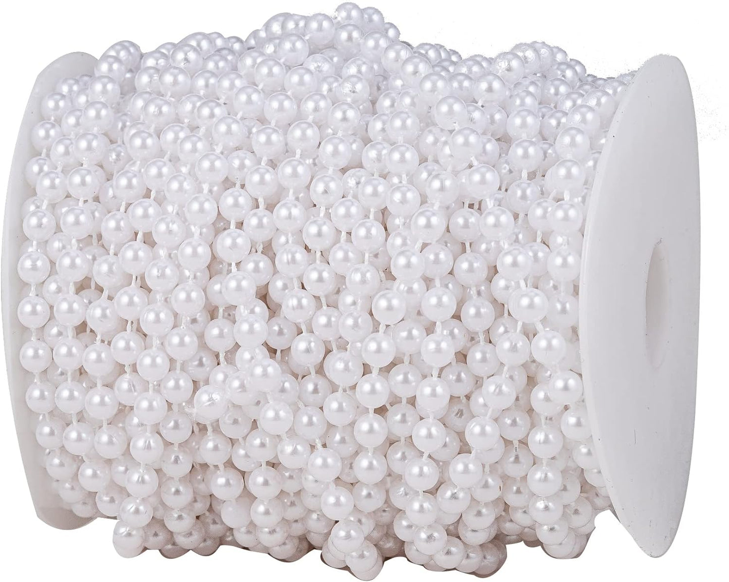 6mm Crafts Faux Pearl Beads Garland Pearl Bead Roll Strand of Pearls to Decorate Floral Centerpieces Wedding Party Favor Christmas Tree(82 Feet White)