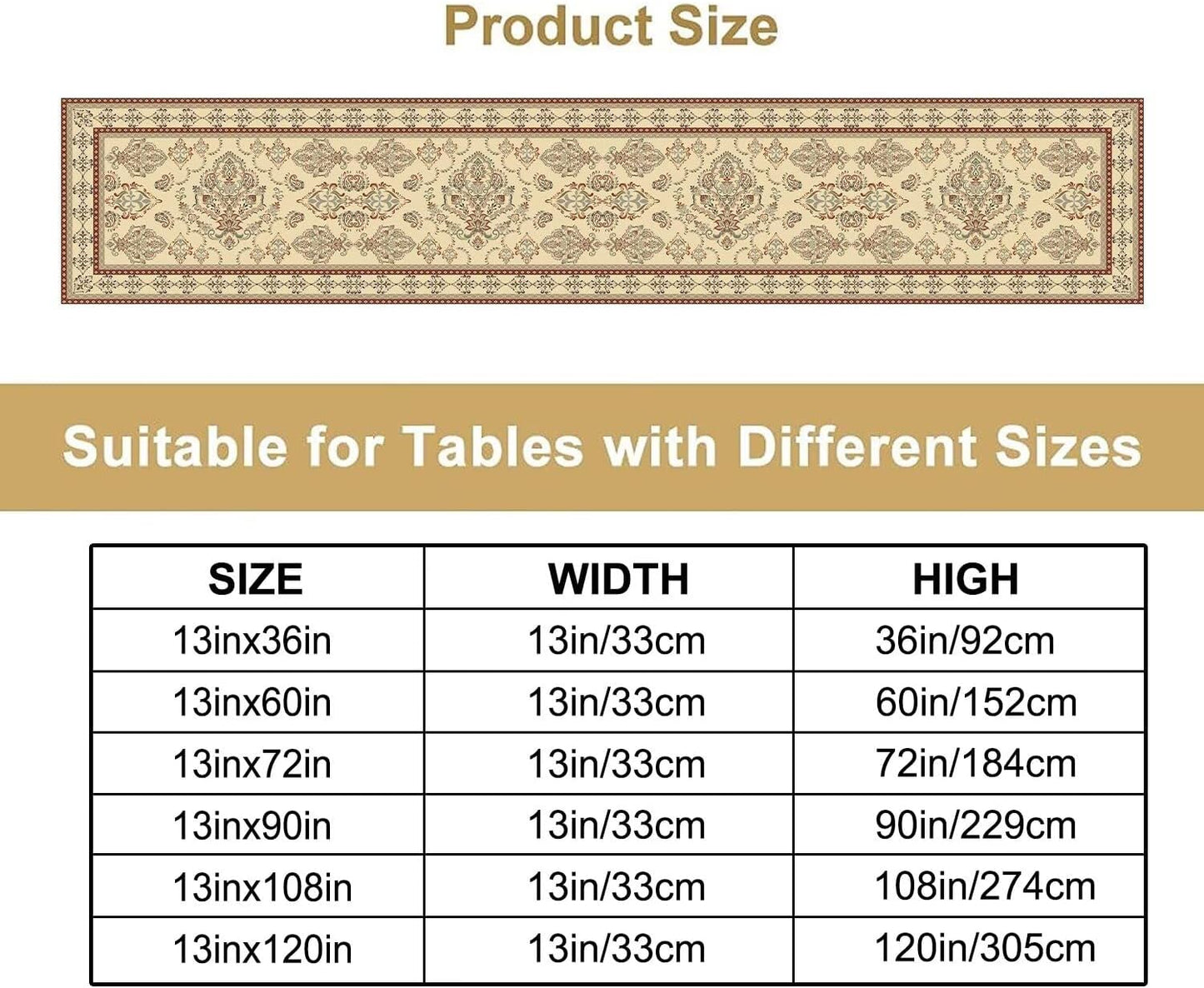 Vintage Farmhouse Flower Table Runner Boho Elegant Home Kitchen Table Dining Coffee Room Garden Party Wedding Decor 13x120in