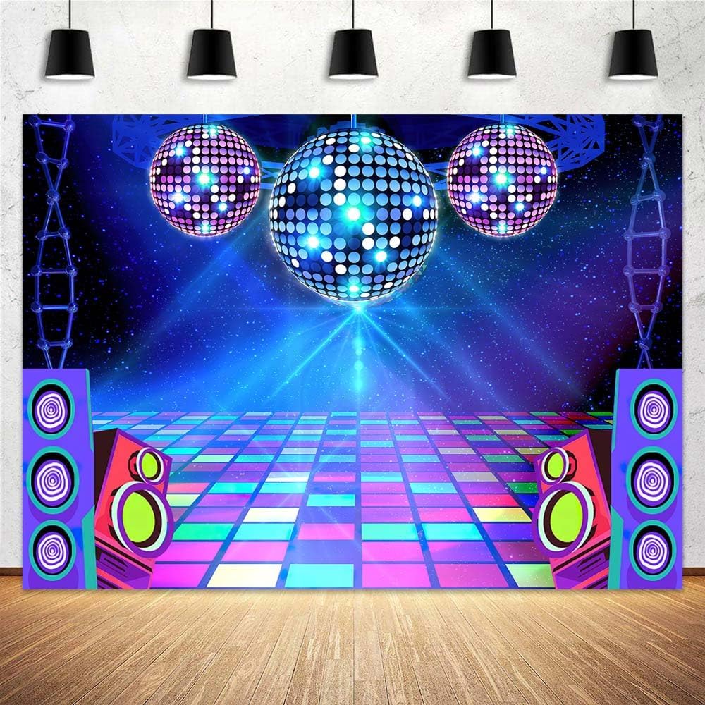 Dance Party Backdrop Retro 80s 90s Theme Stage Dance Ball Music Birthday Party Decoration DJ Photography Background 10 x 8 ft for Baby Shower Picture Photo Shoot Polyester Fabric, Red