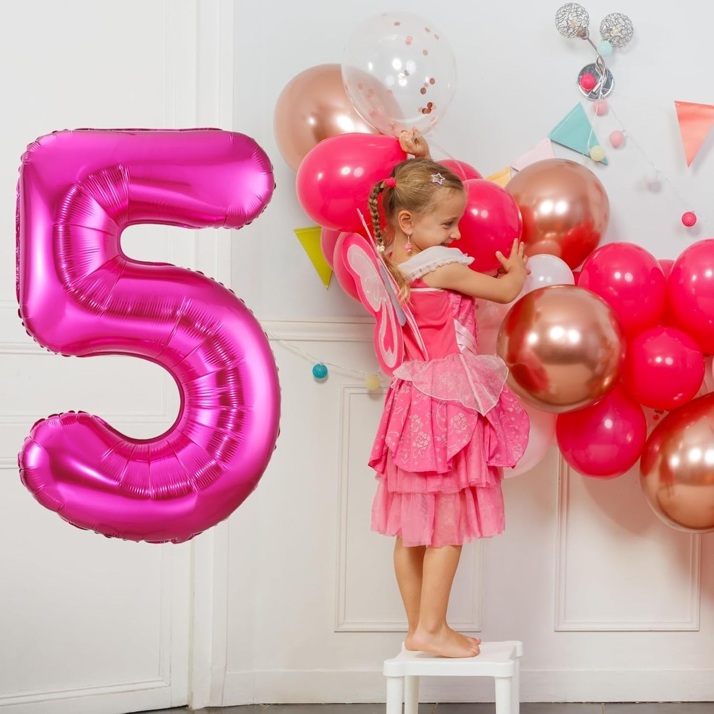 Hot Pink 8 Balloon,40 Inch Number 8 Balloon,8 Birthday Balloon Decorations, Foil Mylar Helium 8 Balloon Number for Birthday Party Decorations