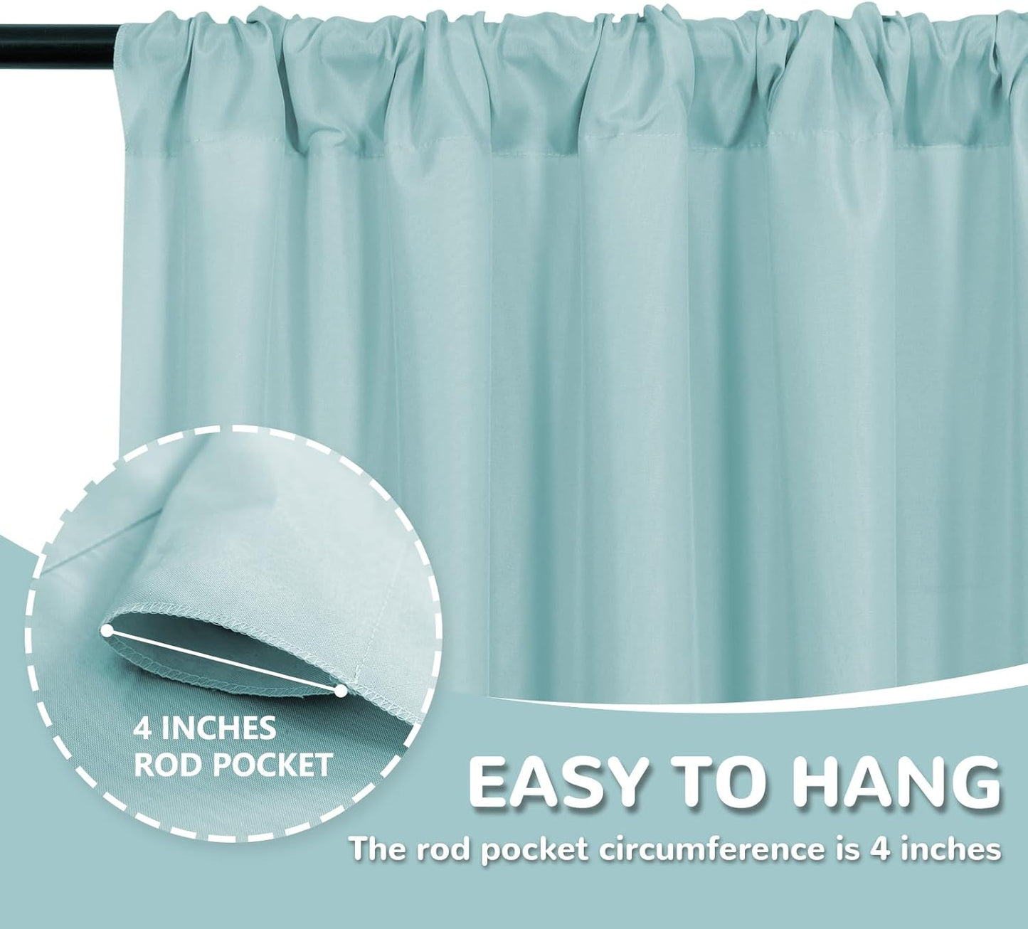 MEETSKY Light Green Backdrop Curtains 10ft x 10ft for Wedding Birthday Baby Shower Photography Backdrop Fabric Curtains Drapes Rod Pocket Light Filtering Window Drapes, 5ft x 10ft, 2 Panels