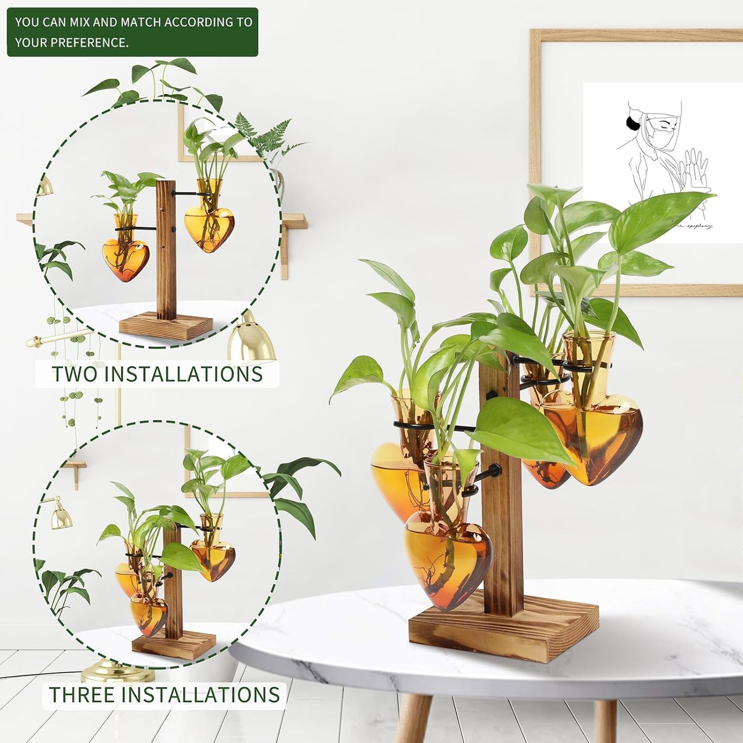 Plants Propagation Stations Plant Terrarium Kit Glass Planters for Indoor Plants House Plant Accessories Gift for Women - 4 Love Bulb Vase