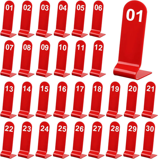 Tuanse 1-30 Table Order Numbers Restaurant Double Sided Acrylic Reception Number Stands Signs for Wedding Restaurant Seating Cafes Party Banquet(Red)