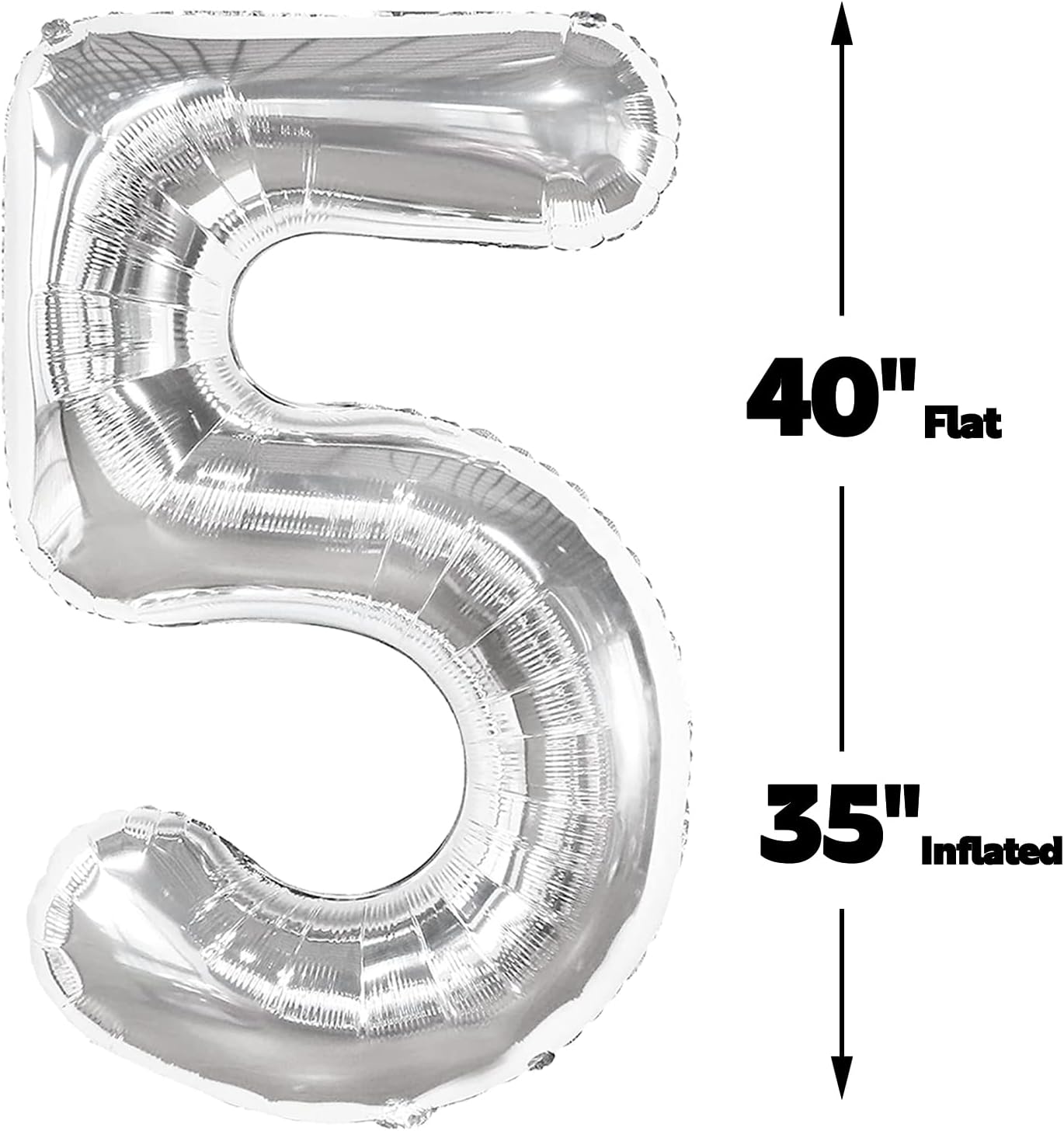 Silver 40 Inch Large Number 15 Birthday Balloon, Five 15th 51 Birthday Celebration Decorations, Foil 15 Mylar Helium Number 15 Balloons Girl Boy Anniversary Party Supplies