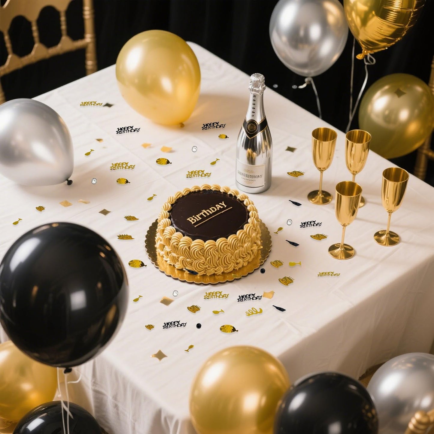 50th Birthday Confetti 50 Confetti Party for Table Metallic Foil Table Scatter Decoration Birthday Centerpieces for Party DIY Arts Crafting Supplies, Gold Black and Silver