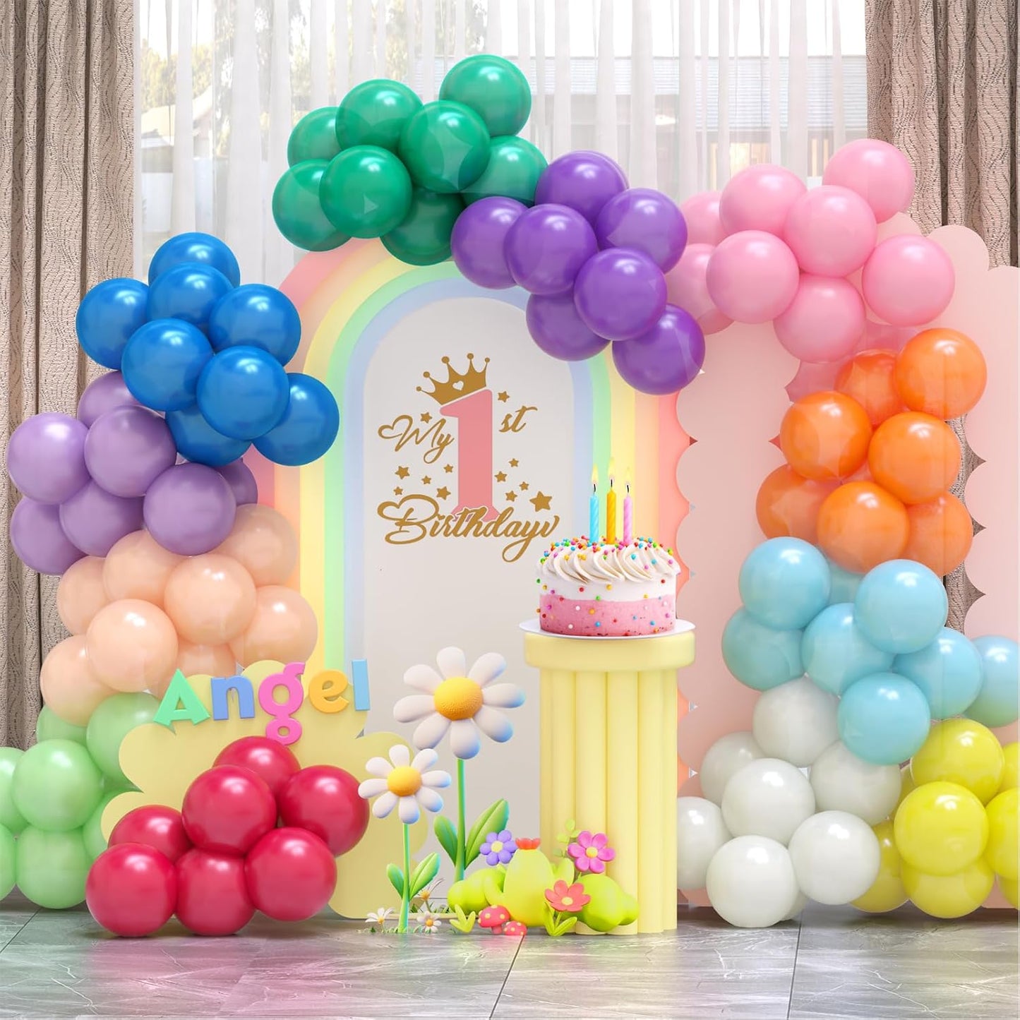 120pcs Pearl Rainbow Balloons Assorted Color 12 Inches Latex, Round Helium Bright Color Balloons for Birthday Baby Shower Wedding Party Decorations