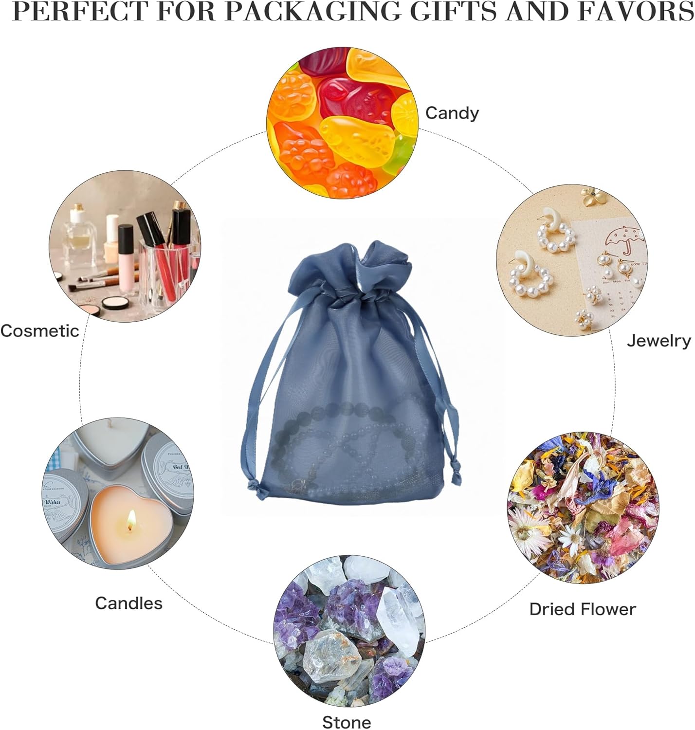 20 Pcs Dark Blue Small Organza Bags 4X6 inch for Wedding Favors with Drawstring, Mini Mesh Gift Bags Jewelry Pouch for Candy Bridal Shower Party Favor Baby Shower Christmas