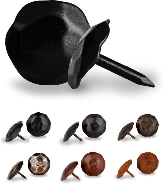 50 Pack 0.75" Round Head Iron Clavos Decorative Nails – Black – Handmade Rustic Round Fasteners for Farmhouse Shutters, Faux Wood Beams, Barn Doors, Shutters, Gates – Ornamental Wood Accent