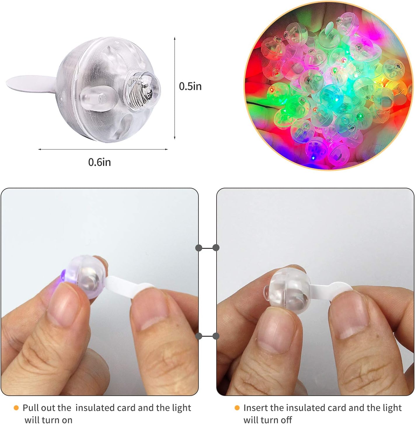 100pcs Multicolor LED Balloon Lights, Rainbow Colored Round Led Flash Mini Ball Lights for Paper Lantern Balloon, Indoor Outdoor Party Event Fun Birthday Party Wedding Halloween Christmas Decorations