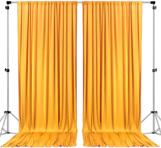 AK TRADING CO. 10 feet x 8 feet IFR Polyester Backdrop Drapes Curtains Panels with Rod Pockets - Wedding Ceremony Party Home Window Decorations - Marigold