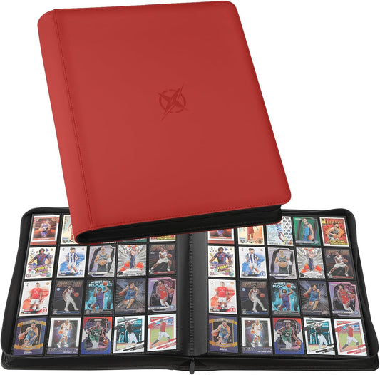 20-Pocket Card Binder, Trading Card Binder Holds 2000 Cards, Premium Zippered Trading Card Album Compatible with TCG, Game & Sports Cards (Red)