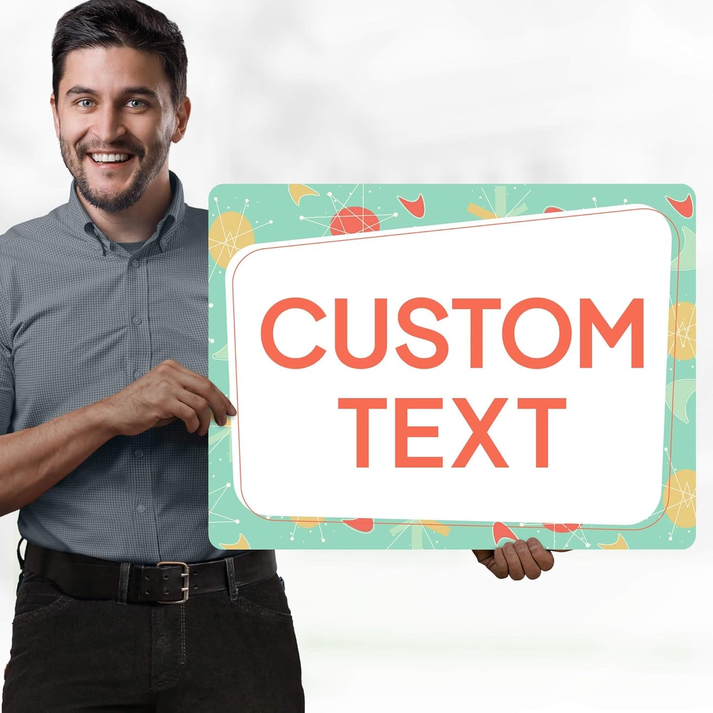 Custom Sign, Custom Street Sign, 11 Font Colors, 13 Font Styles, 4 Hole Options, 22 Sizes, 18x24 Inches, Rust Free DiBound, Fade Resistant, Made in USA by My Sign Center (Mid-Century Modern 2)