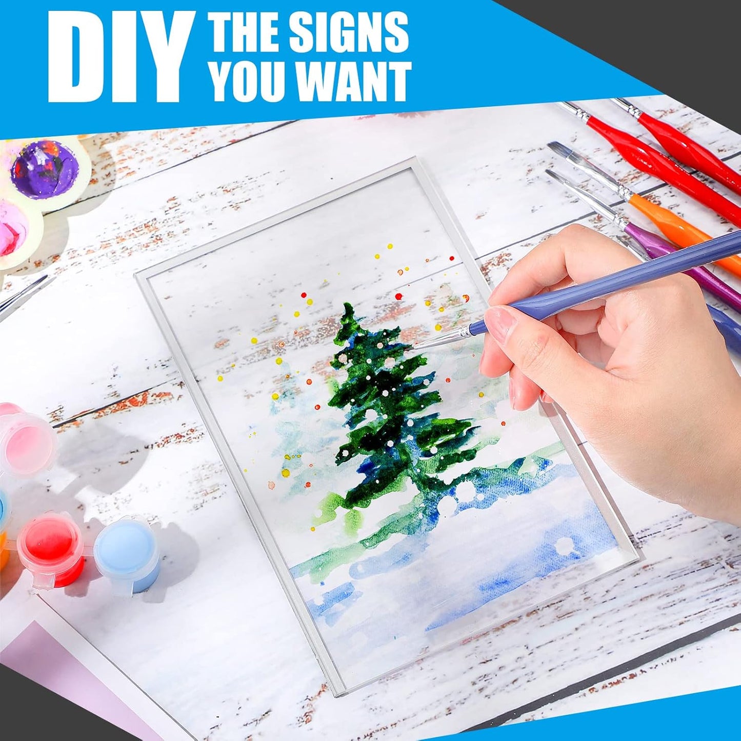 Blulu 12 Pack Acrylic Sign Holder Double Sided Picture Frame Wedding Table Number Stands with Border and Vertical Clear Display Menu Holders for Wedding Party Restaurant(5 x 7 Inch,Silver)