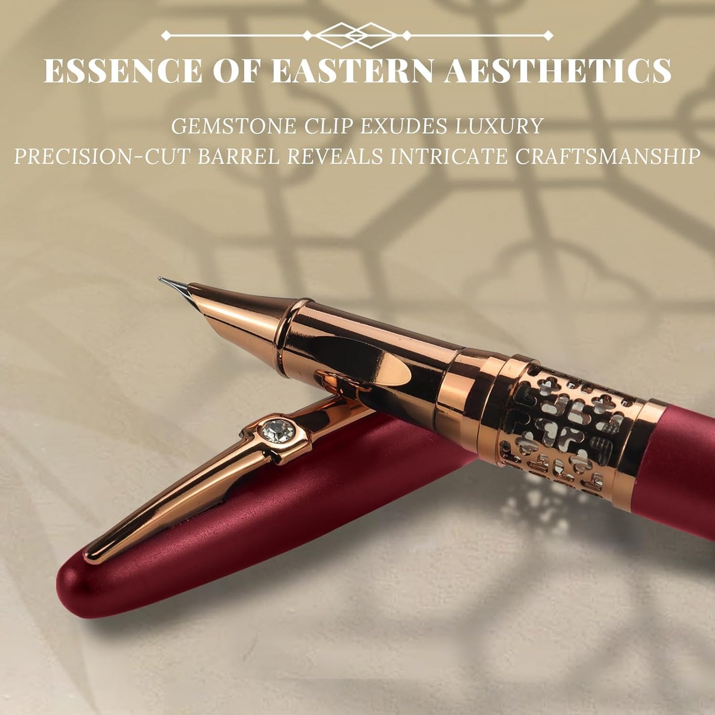 YUNCHUN Refillable Fountain Pen Fine Nib, Fancy Ink Pen with 5 Black & 5 Blue Ink Refills Cartridges, Cool Ink Pens for Writing, Business Metal, Best Gift Set for Men & Women, Red