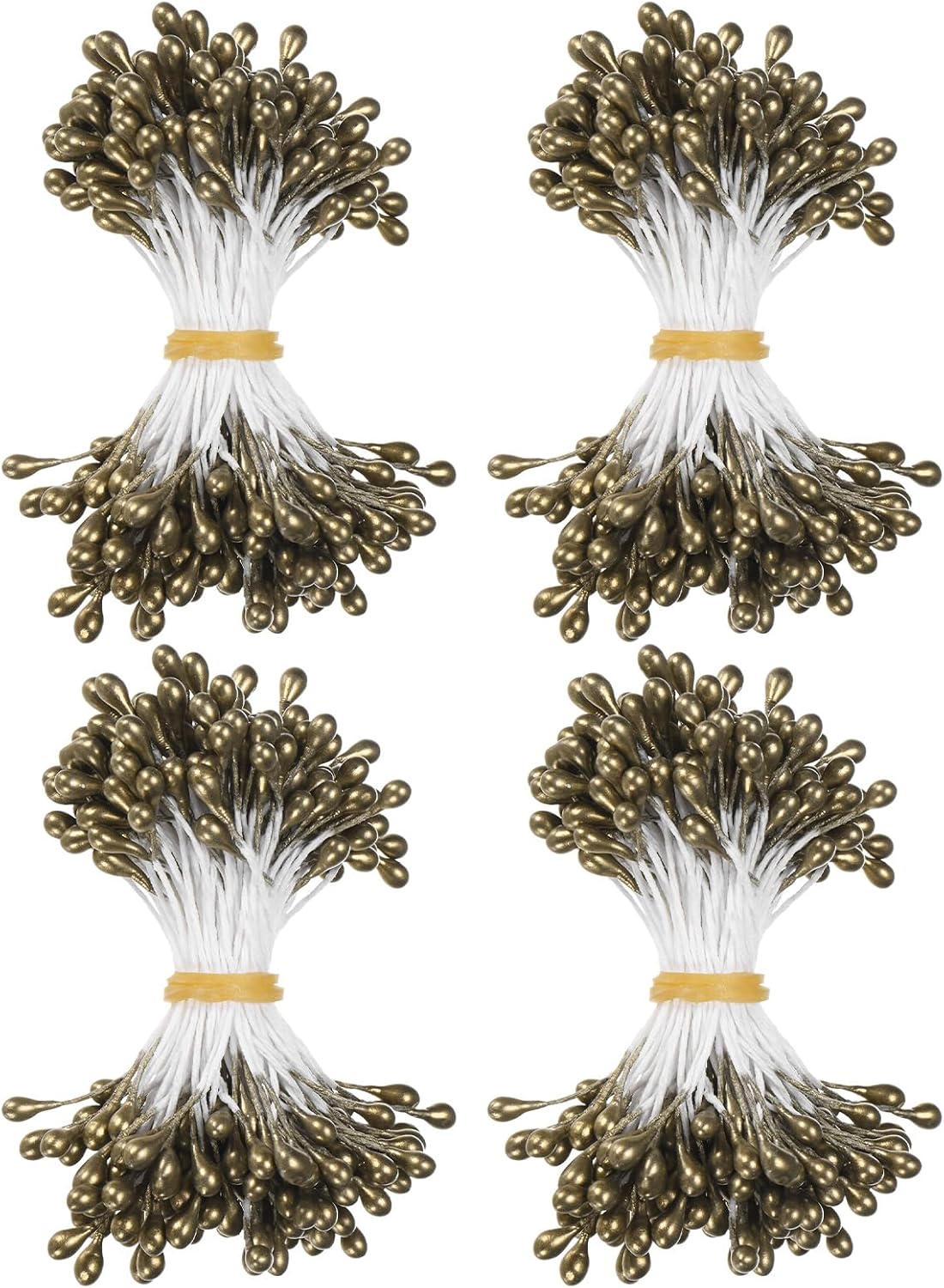 600-Pack Flower Stamens for Crafts, 5mm Double Heads Artificial Pearl Floral Pistil Mini Flower Pollens Stamens for DIY Making/Wedding/Scrapbook Decoration [Golden Coffee]