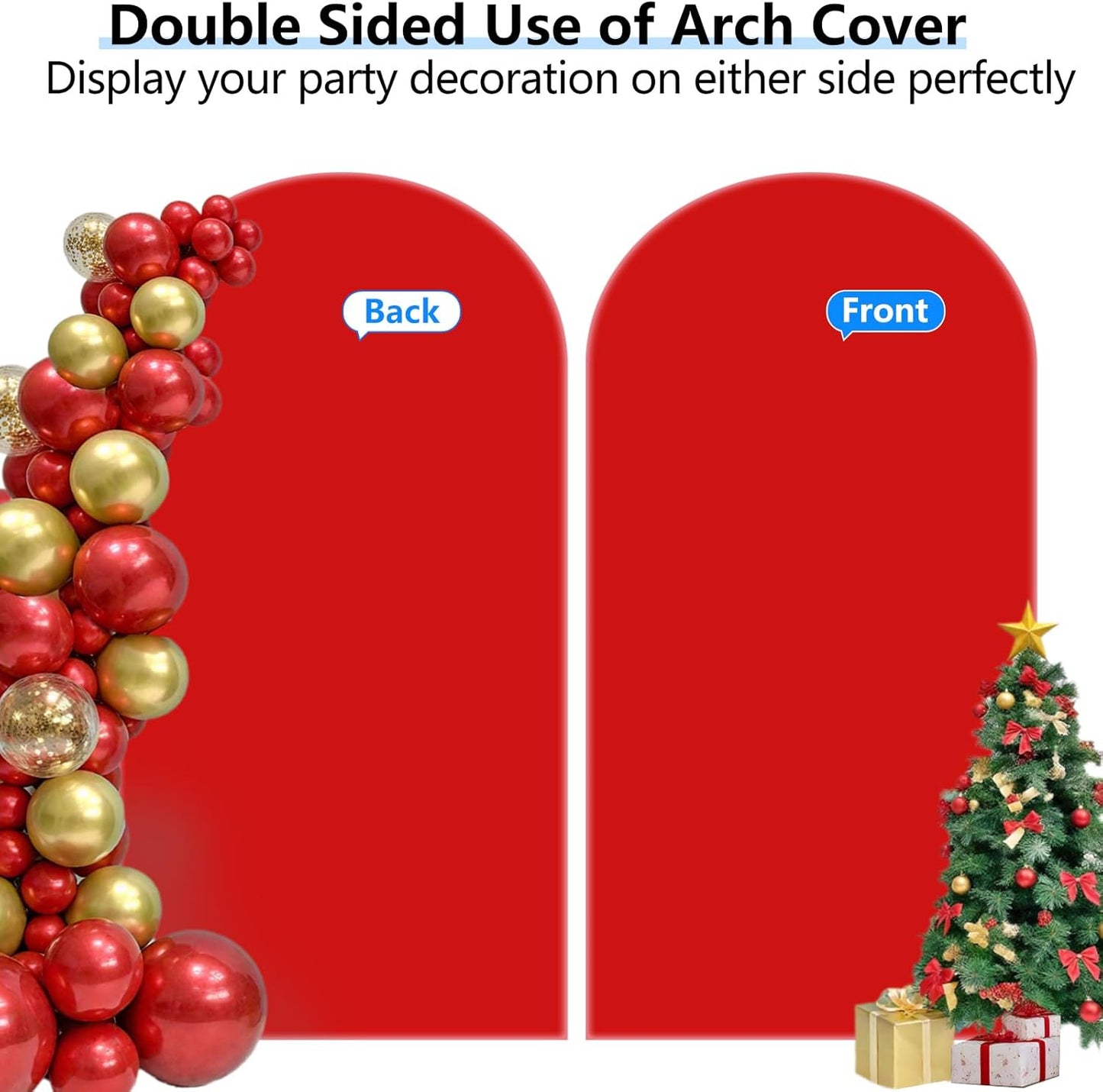 HEMMOTOP Red Arch Cover 7.2 ft (No Arch Backdrop Stand), Spandex Wedding Balloon Stretchy Arch Backdrop for Photo, Party, Ceremony, Birthday, Baby Shower, Anniversary Decoration