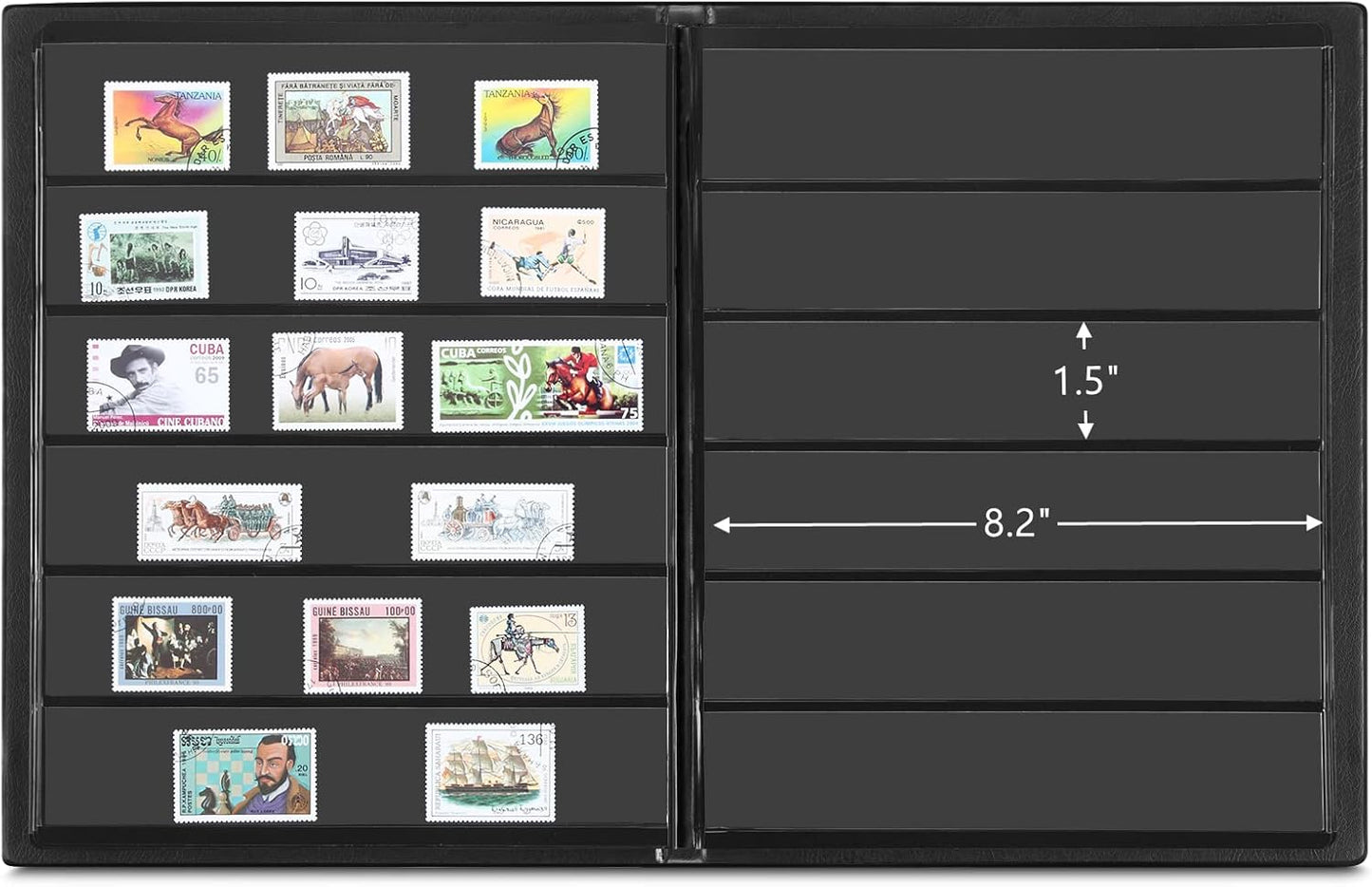 MUDOR Stamp Collecting Album, 6 Rows Pockets Stamp Book for Collectors, 10 Sheets Stamp Stockbook