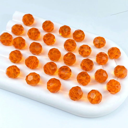 100 PCS 8mm Crystal Glass Beads Round Multiple Faceted Loose Spacer Glass Beads for DIY Handcrafte Bracelet Necklace Earring Jewelry Making(Tangerine)