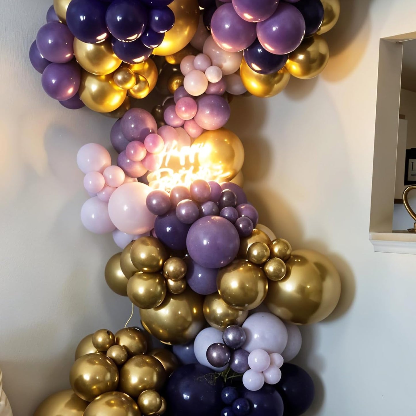 Purple and Gold Balloons, 50pcs Dark Purple Gold Balloons, Macaron Metallic Confetti Balloons For Birthday Baby Shower Graduation Anniversary New Year Retirement Engagement Party Wedding Decorations