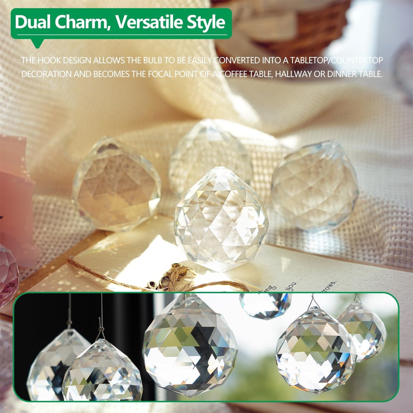 12pcs 30mm Clear Crystal Glass Ball Prisms Hanging Crystals Prisms Sun Catchers for Wedding Centerpieces Party DIY Crafts