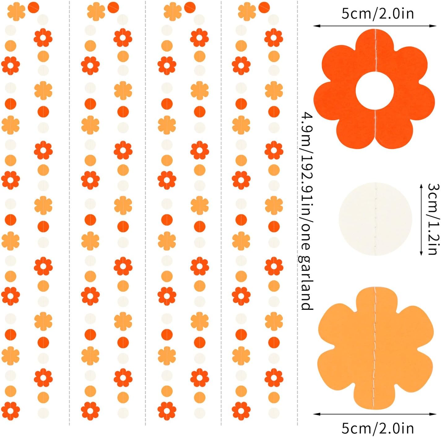 Orange-Beige Fall Baby-Shower Party-Decorations Garland - 64Ft Autumn Harvest Thanksgiving Friendsgiving Paper Streamers Banner,Boho Birthday Bridal Wedding Engagement Bachelorette Decor Ouruola