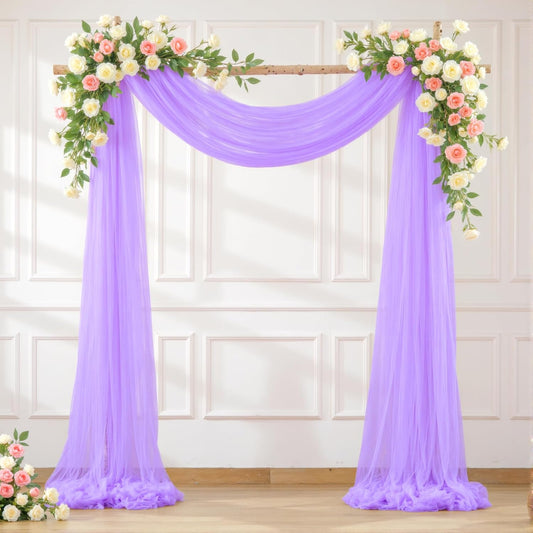 Wedding Arch Draping Fabric Backdrop 1 Panel 30" x 19Ft Purple Arch Drapes Curtains for Wedding Reception Sheer Tulle Backdrop Curtain for Ceremony Birthday Party Baby Shower Arbor Ceiling Decorations