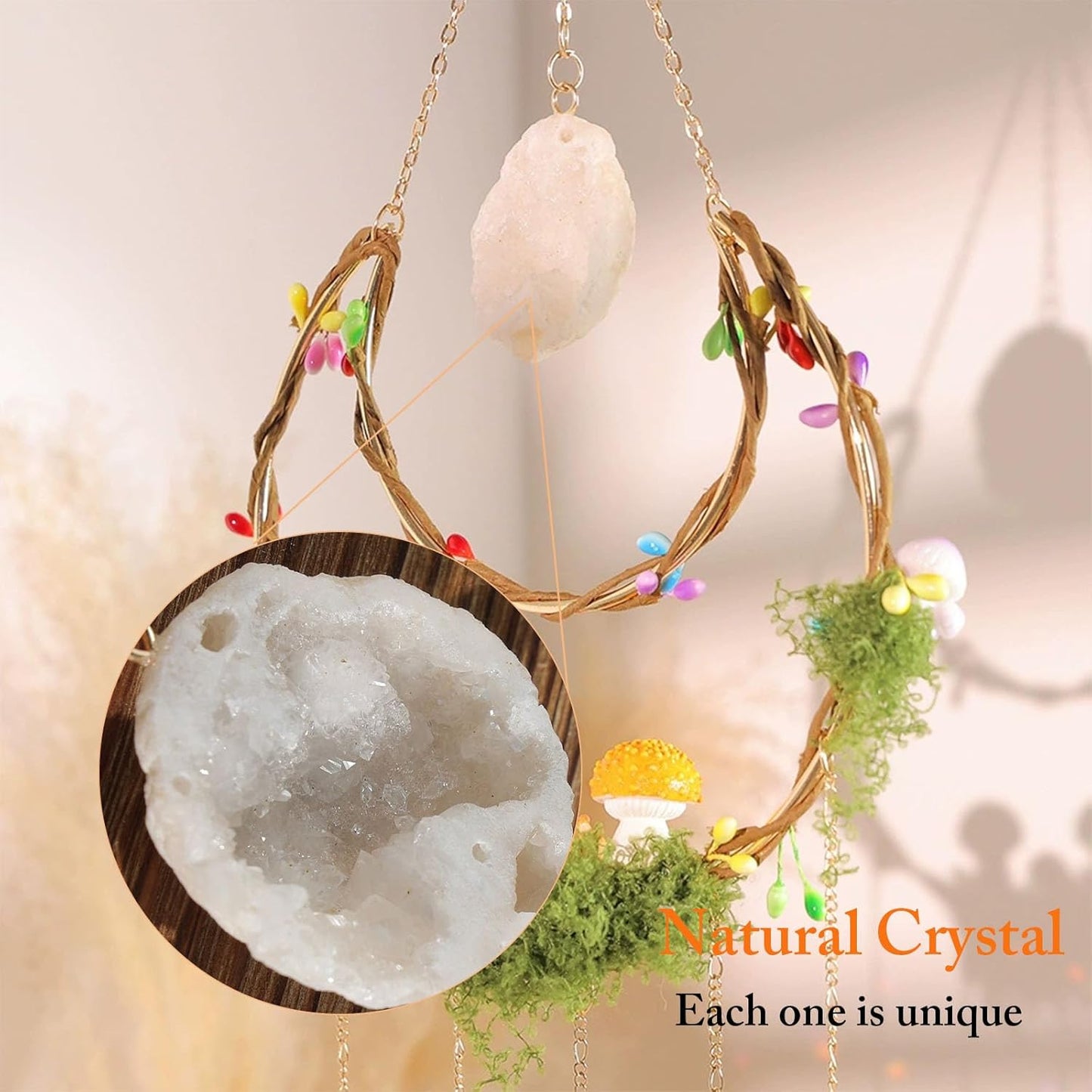 TUOKING Crystal Suncatchers for Window Hanging Mushroom Colorful Crystals Prism Pendant Sun Catchers Rainbow Maker Ornament Gift Home Garden Decoration