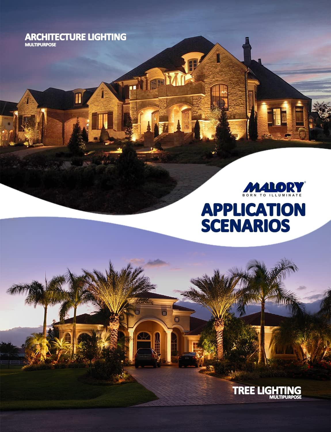 MALORY Brass Landscape Spotlight 12-Pack with Bulb(S01), Low Voltage 12V AC/DC LED Outdoor Landscape Lighting,PVC Ground Stake and Wire Connector Included, Garden Patio Trees Spot Uplight