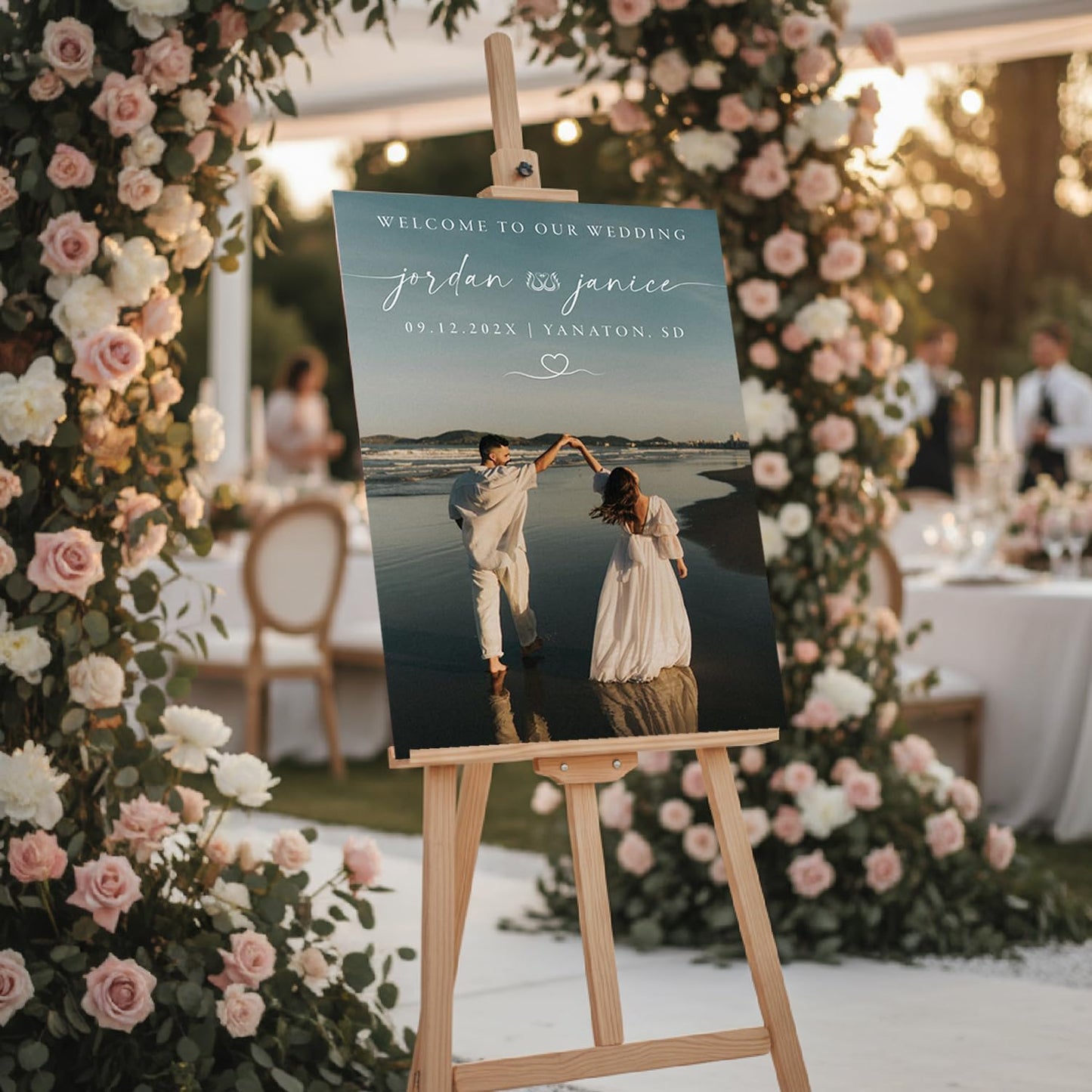 Personalized Wedding Photo Acrylic Welcome Sign – Custom Picture Board with Bride & Groom Names, Elegant Acrylic Wedding Reception Entrance or Ceremony Decoration, Indoor & Outdoor Keepsake Gift #11