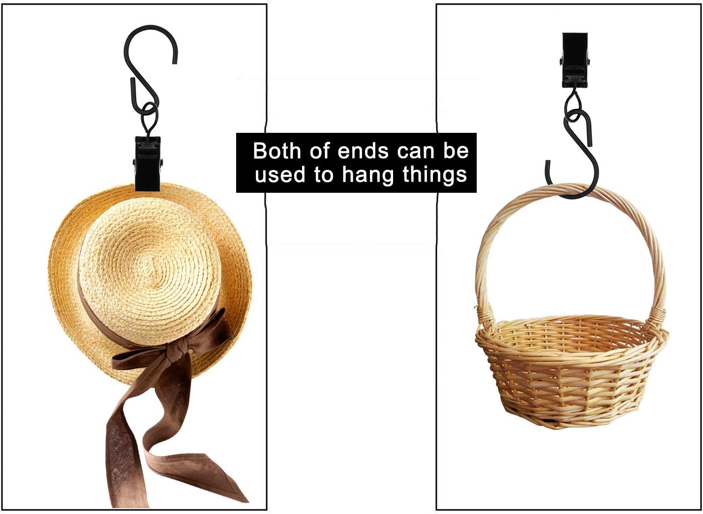 Coideal Curtain Clips Gutter Hooks, 40 Pcs Metal S Hooks Awning Xmas Light Shower Hanging Clips for Christmas Decoration, Indoor and Outdoor (Black)