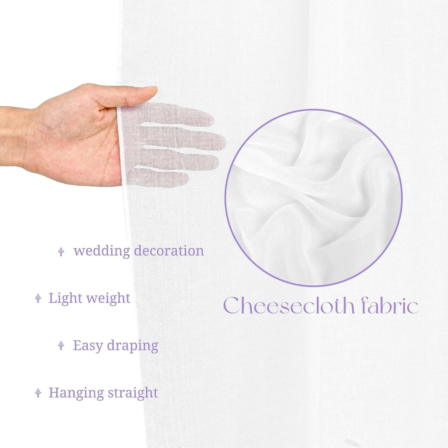 6 Panels White Ceiling Drapes for Wedding, 5ftx30ft Ceiling Drapes Cheesecloth Sheer Fabric Curtain Wedding Arch Draping Fabric Romantic Ceiling Decorations for Wedding Party Ceremony Stage