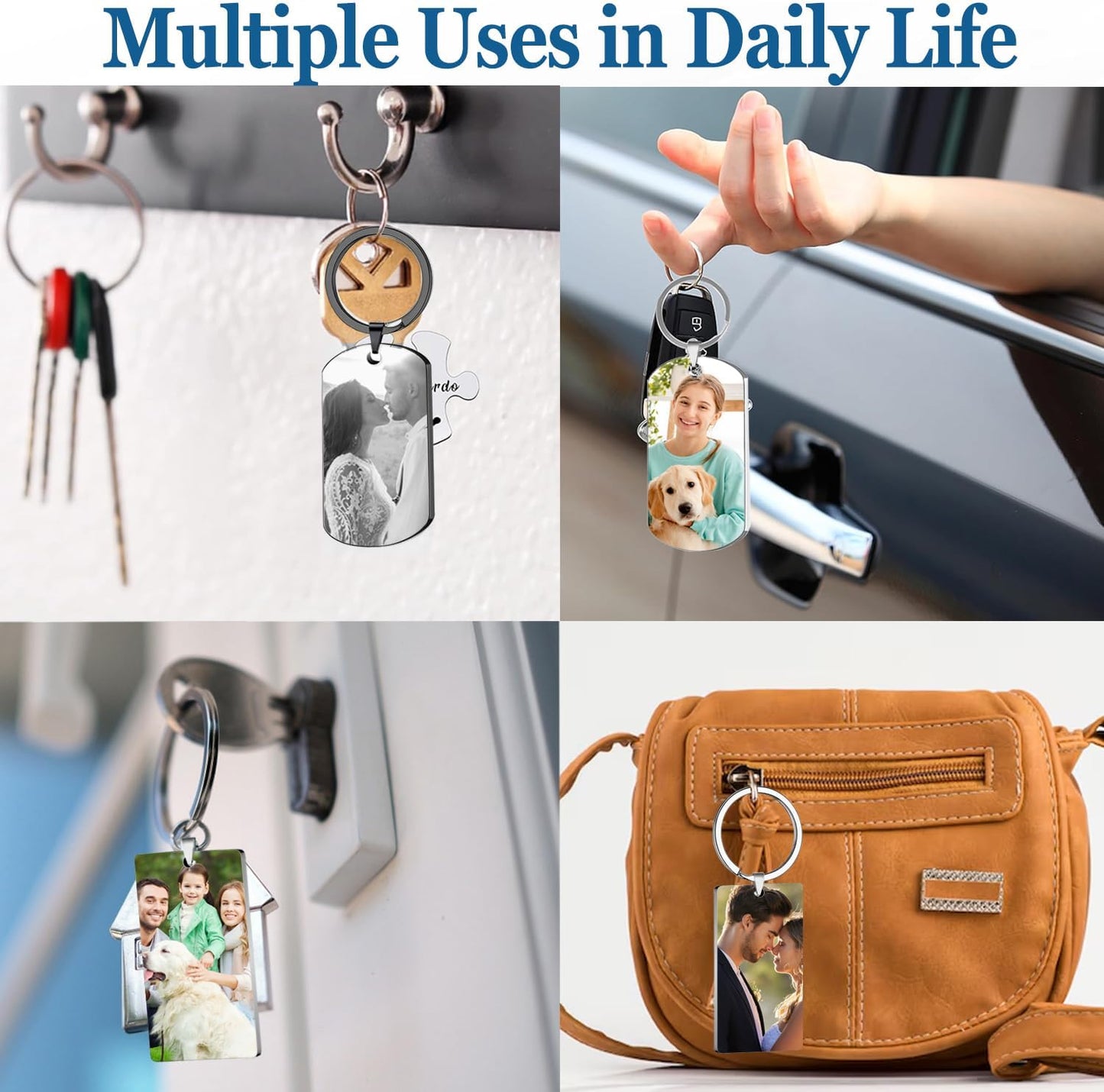 Custom Keychain with Picture, Personalized Keychain with Engraved Photo/Text, Gifts for Family and Friends