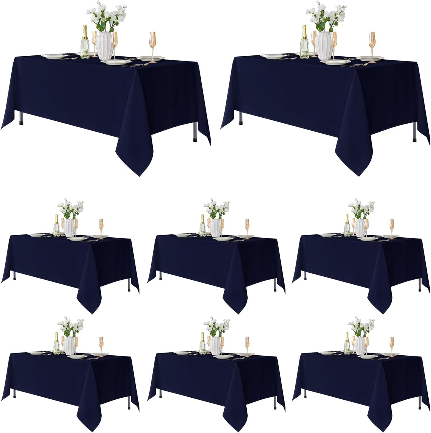 Fitable 8 Pack Table Cloth Rectangle Table: Stain and Wrinkle Resistant Tablecloth Rectangular, Washable Polyester Tablecloths for Wedding Party Dining Banquet Event Catering(Navy, 70x120 Inch)