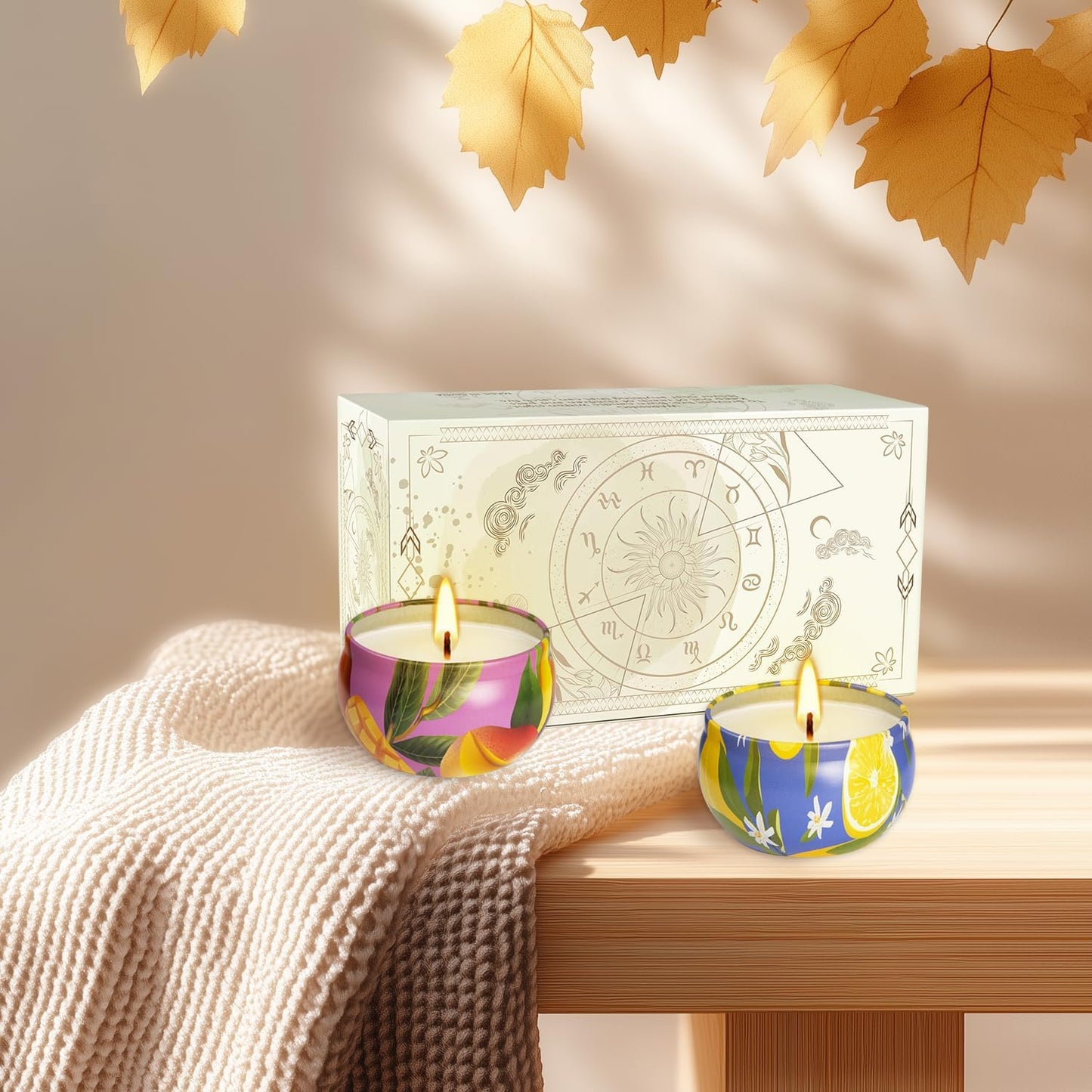 2 Pack Lemon and Mango Flavors Scented Candle 2.5 oz Aromatherapy Candles for Home Decor Candle,Party,Travel, Spa, Bath, Yoga